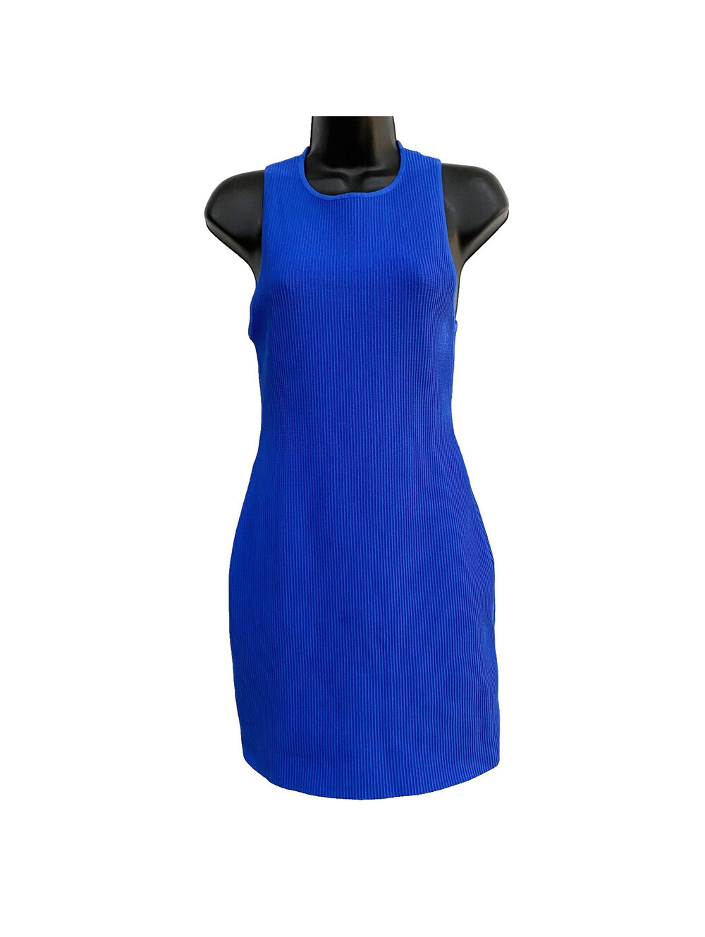Babaton Size M Ribbed Knit Sleeveless Mini Dress High Neck Racerback Sporty